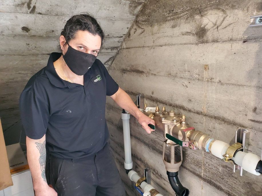 Plumber installed pipes